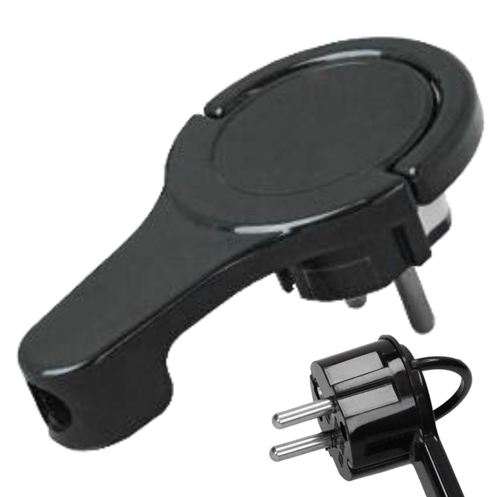 FICHA SCHUKO MACHO C/ TERRA ANEL EXTRAÇÃO 220V PRETA