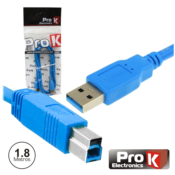 Cabo USB-A 3.0 Macho / USB-B Macho 1.8m PROK