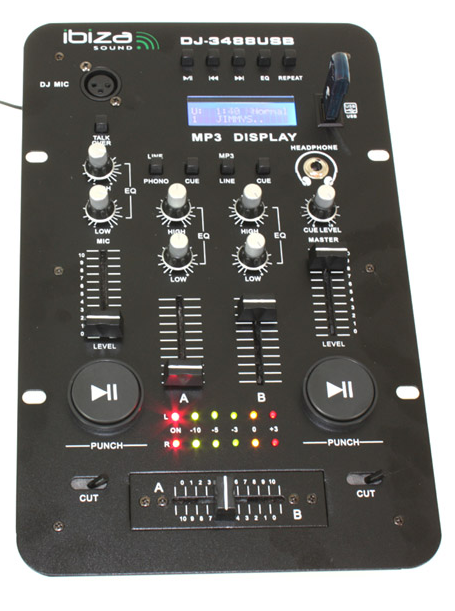 MESA MISTURA - DJ MIXER COM USB - IBIZA DJ3488USB