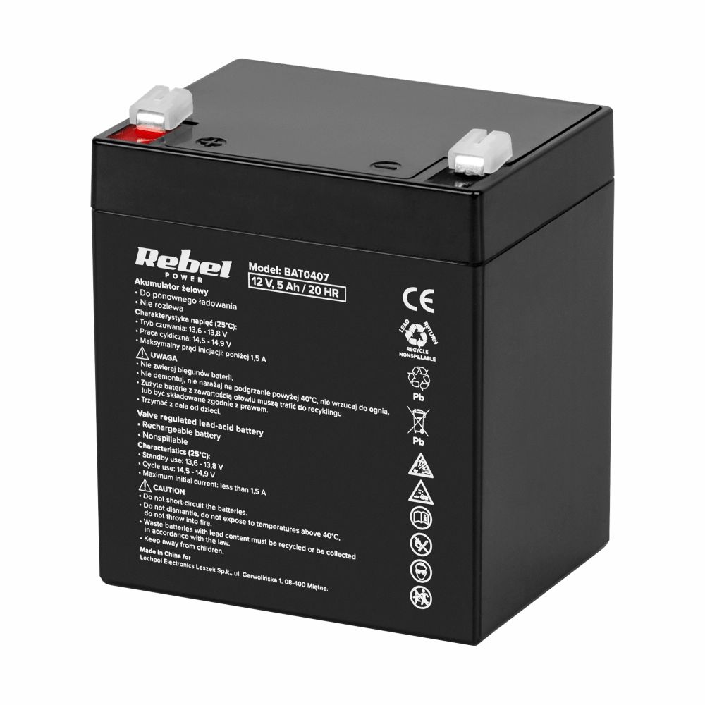 Bateria Chumbo 12V 5Ah (87x68x106mm ) terminal F1
