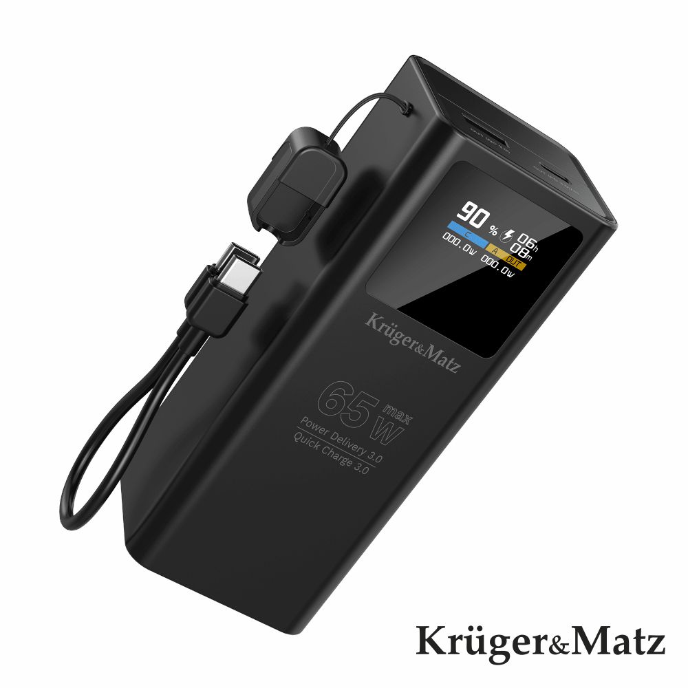 Carregador Portatil (PowerBank) 20000mA 65W 5-20V QC PD USB-C/A