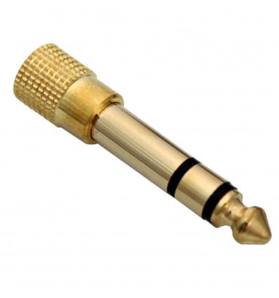 Adaptador 6,35 Macho ST / 3,5 Fêmea ST - Metal Dourada