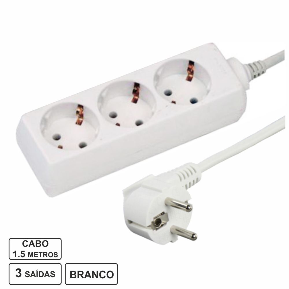 Extensão Eléctrica 3 Vias Shucko 1,5mt