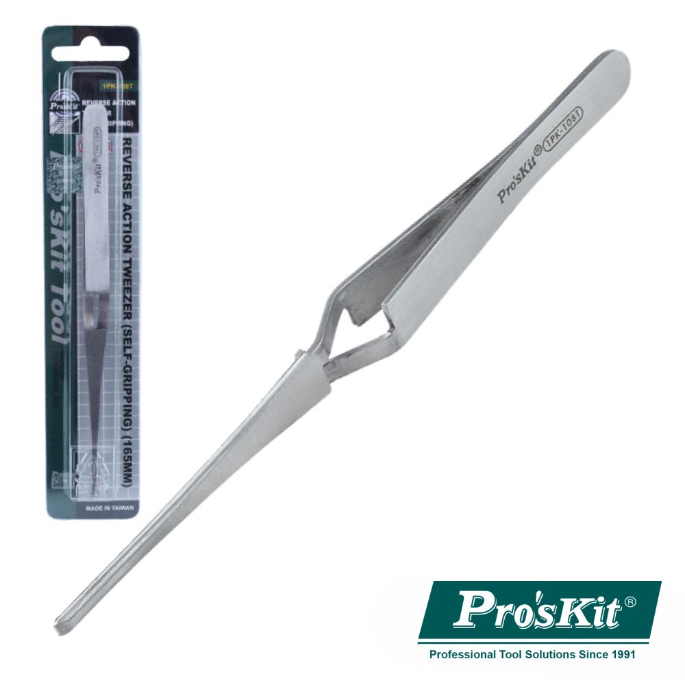 Pinça de Aço Ação Reversa  ponta 3.6mm Comprimento 165mm ProsKit - 1pk-108t