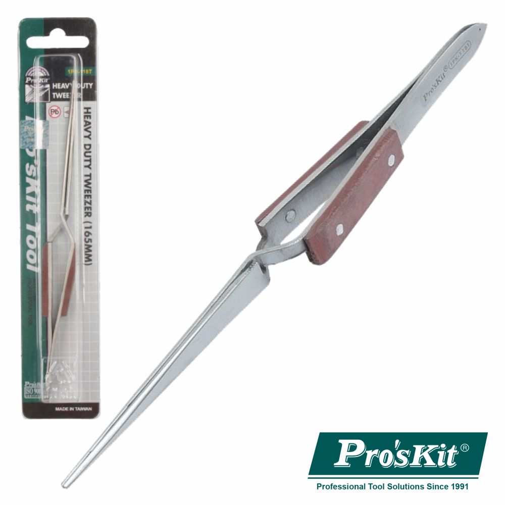 Pinça de Aço Ação Reversa  ponta Fina Comprimento 165mm ProsKit - 1PK-118T
