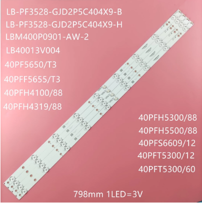 Kit 4 Barras LED 40" 9 led´s GJ-DLED11 P5-400-D409-V7  /  LB-PF3030-GDJ2P5C404X9-B  /  LMB400P0901-AW-2  /  LB400012V004  / LB-PF3528-GDJ2P5C404X9