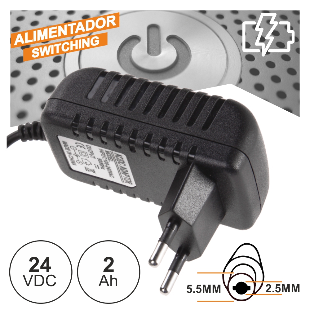 Alimentador AC230V/DC24V 2A 48W - Ficha  5.5 X 2,5mm