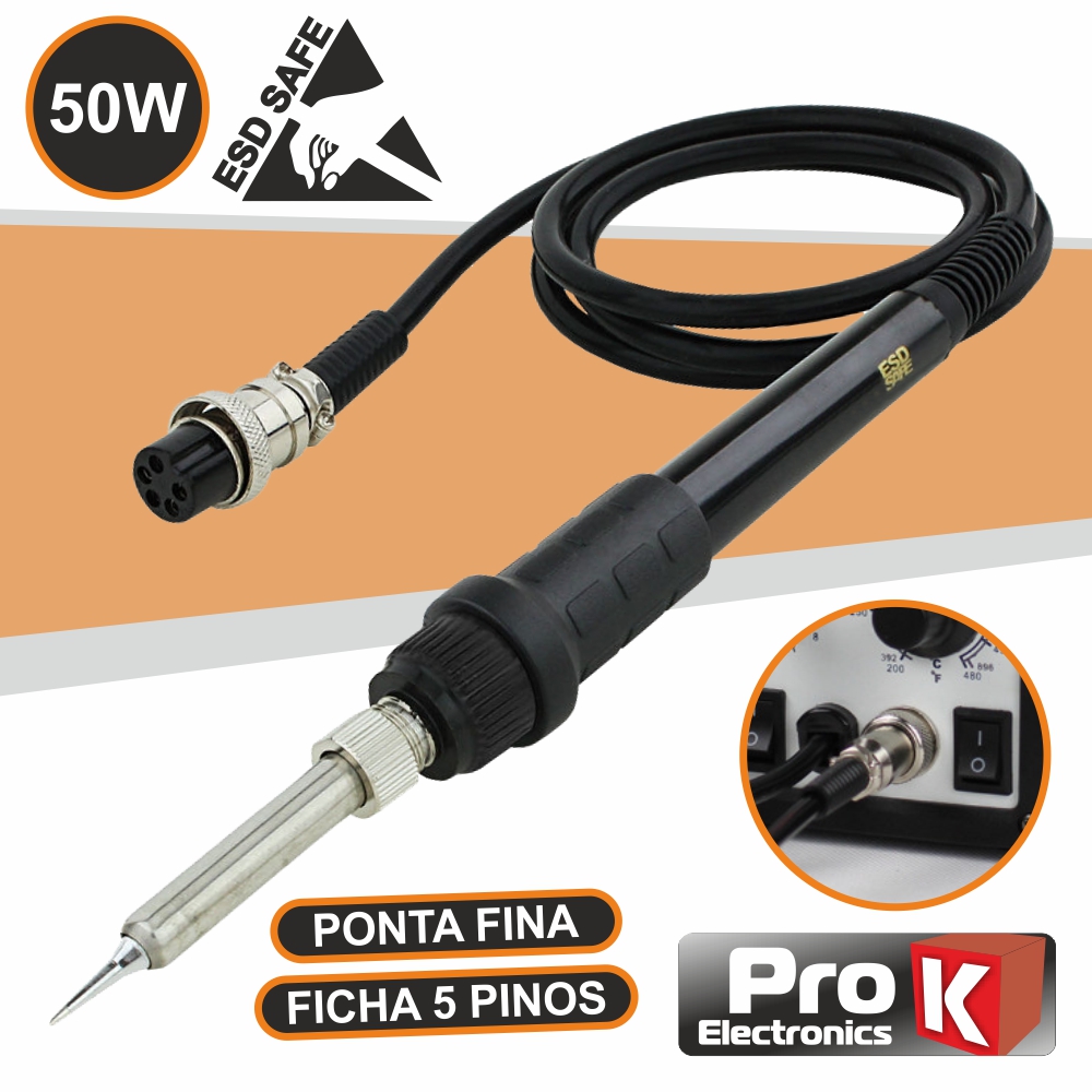 Ferro De Soldar 50W P/ Estações Soldar Ficha 5p PROK