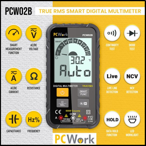 Multímetro Digital Smart True RMS PCW02B PCWORK
