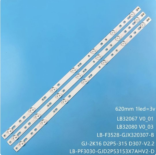 Kit Barras LED 7 led´s LBM320M0701-LD-1 LB-F3528-GJX320307-C GJ-2K16 D2P5-315 D307-V2.2 - 620mm