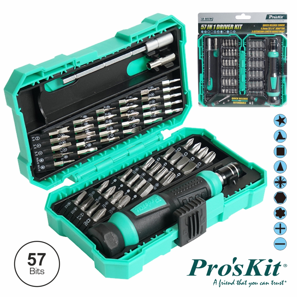 Conjunto De Chave C/ 57 Bits E Extensor PROSKIT