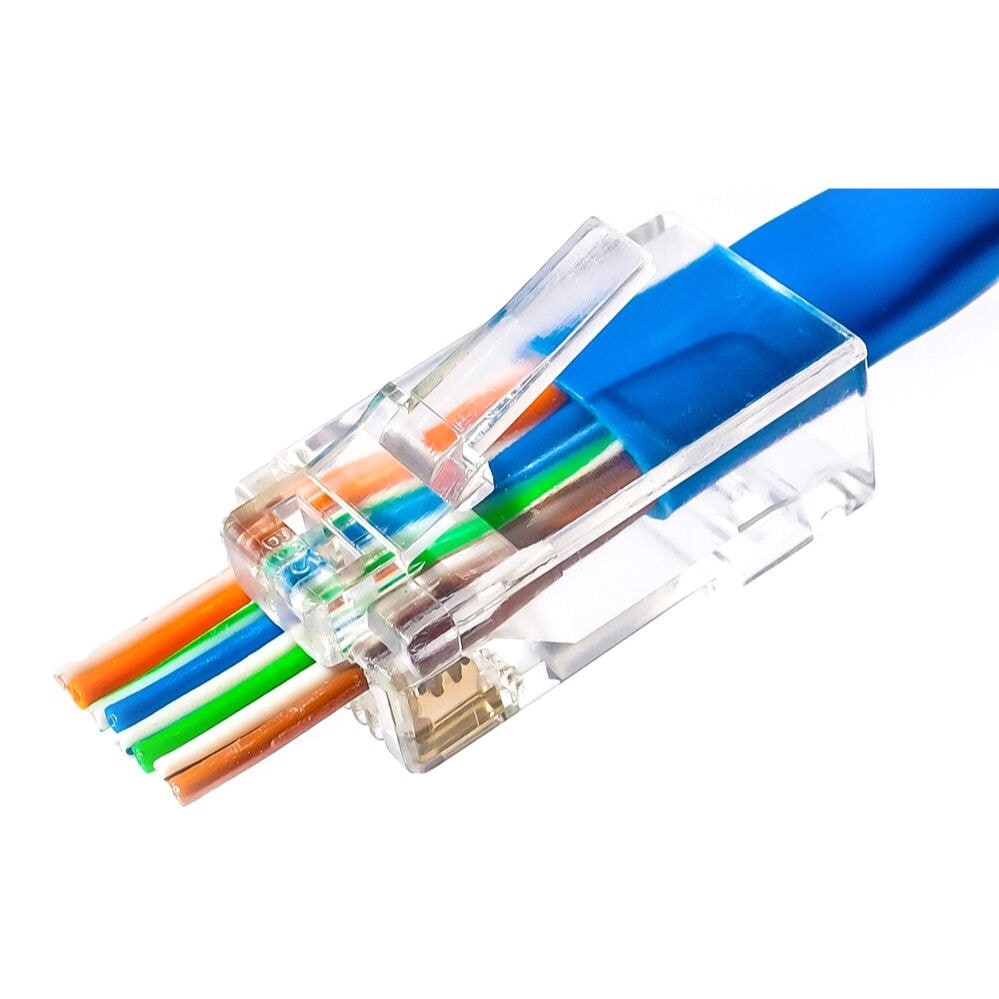 Ficha Telefone 8V/8C RJ45 rz passante p/ Cabo UTP CAT6 “Rapida”