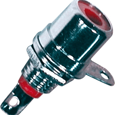 Ficha RCA Fêmea Chassi Rosca Vermelha - Metal