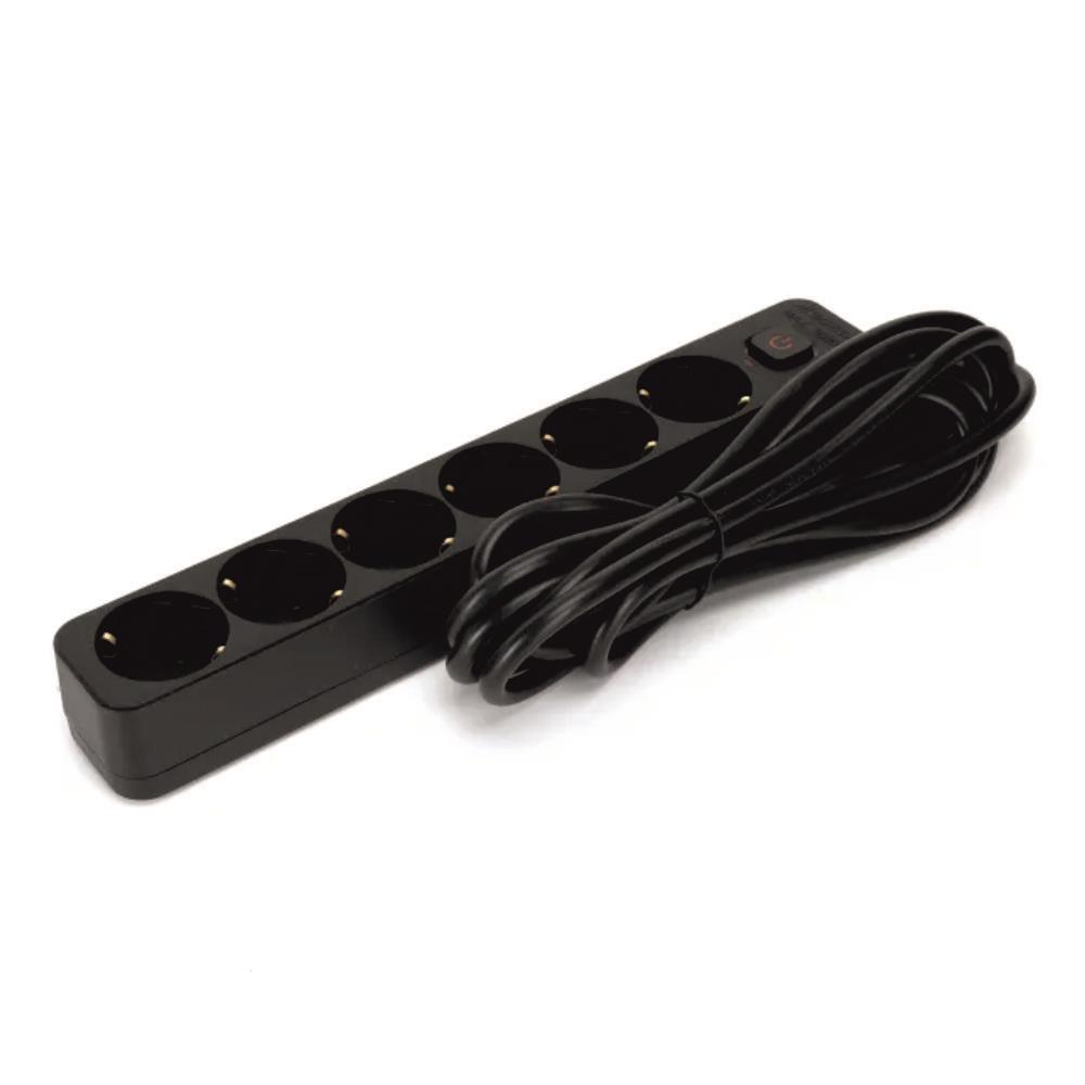 Extensão Eléctrica 6 Vias Shucko 3mt c/ interruptor Preto
