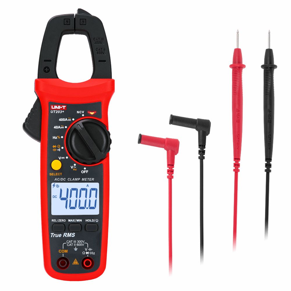 pinça Amperimétrica Digital AC/DC 400A True RMS UT203+ UNI-T