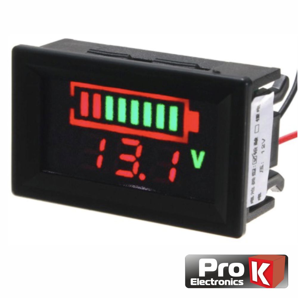 Voltimetro digital 12Vdc com medidor de Capacidade Bateria
