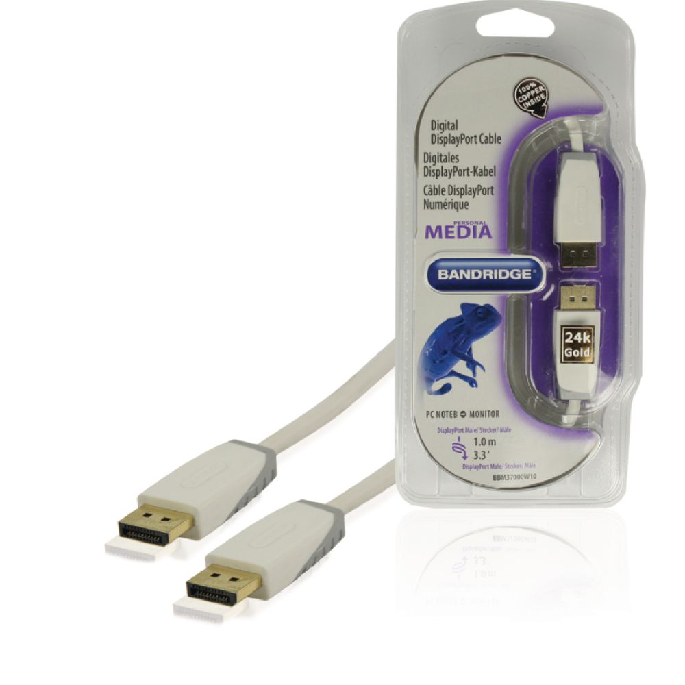 Cabo DisplayPort Macho / Macho 1mt Branco