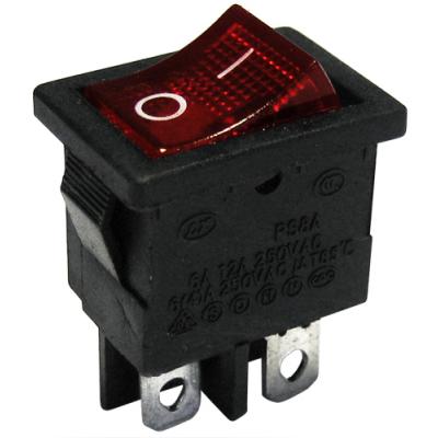 Interruptor Basculante 2 Circuitos 6A 250V Vermelho Luminoso