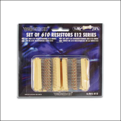 Conjunto de 610 resitências 1/4W (série E12) - 10 X 61 VALORES