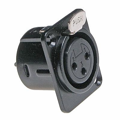 Ficha XLR 3 Pinos Fêmea Painel Preta