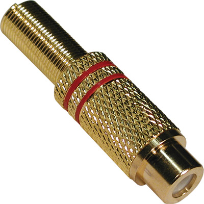 Ficha RCA Fêm. Extensão Dourada 6mm Vermelha