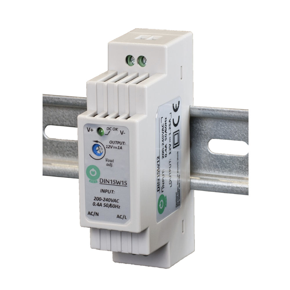Fonte De Alimentação 220Vac/15Vdc 1A 15W calha Din IP30