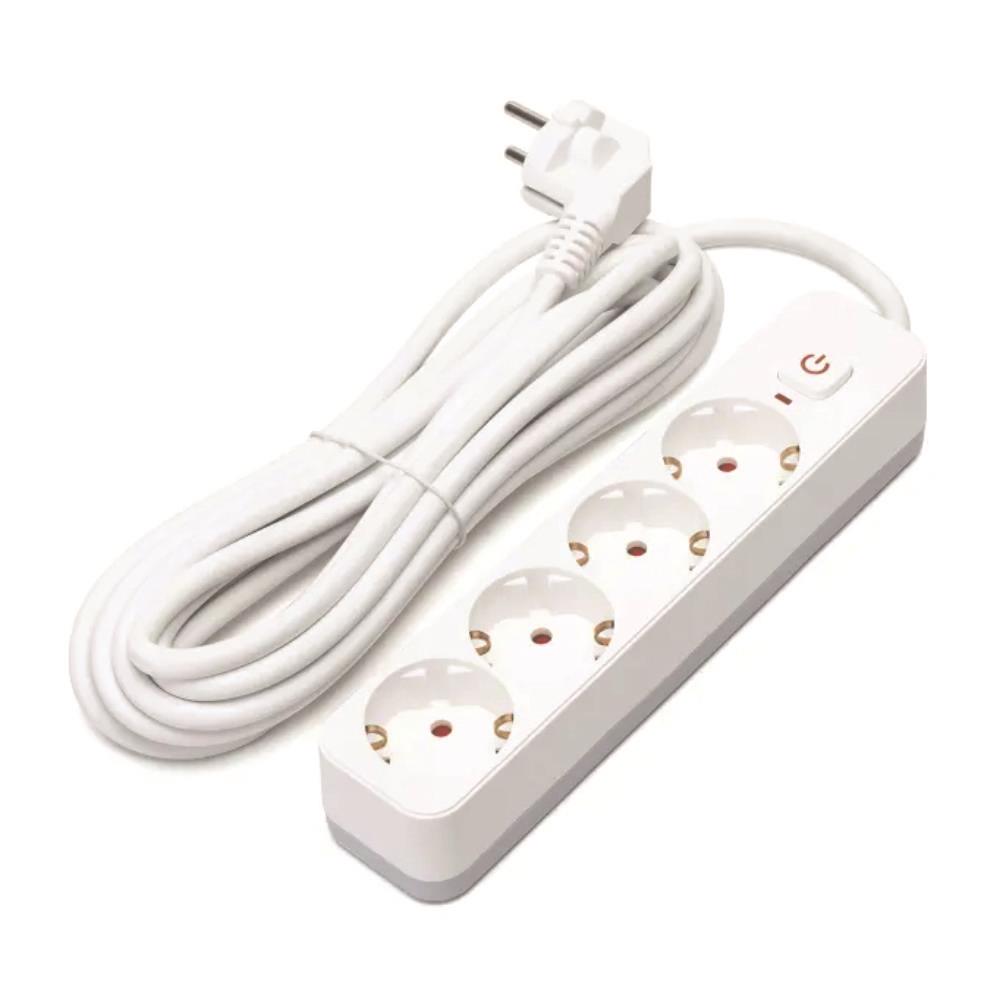 Extensão Eléctrica 4 Vias Shucko 5mt c/ Interruptor