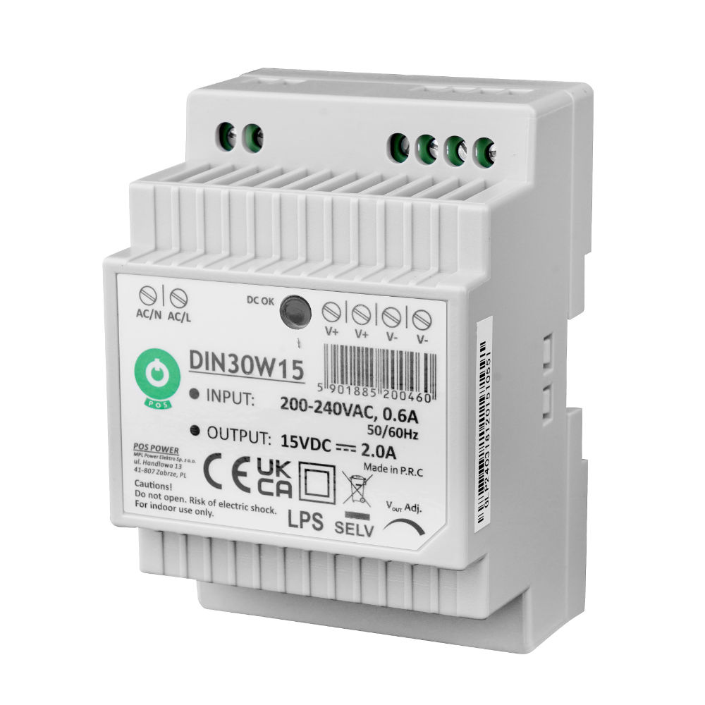 Fonte De Alimentação 220Vac/15Vdc 2A 30W calha Din IP30
