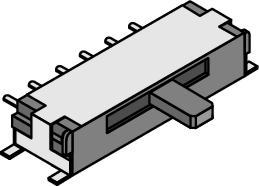 Seletor deslizante ON-ON-ON 6 Pinos SP4T SMD
