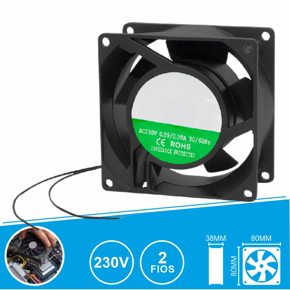 VENTOINHA 230V 80x80x38mm 2 FIOS - rolamento esferas