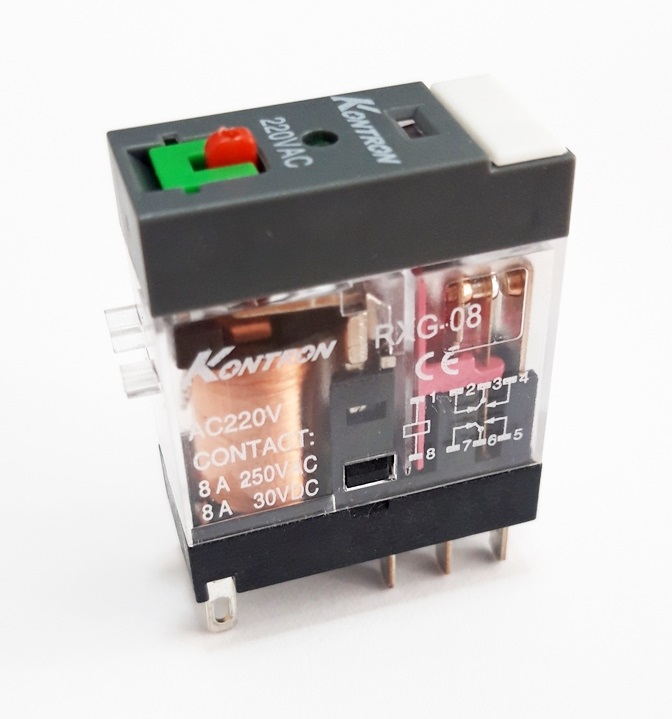 Relé Industrial AC230V/8A/2CC Ind. Mecanico + Led RXG-08 - 46.52.8.230