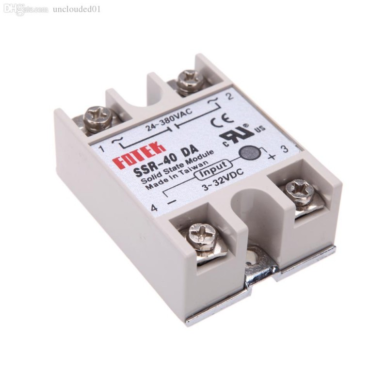 Relé 3-32VDC Unipolar 40A/200V Solido SSR-40DA Fotek
