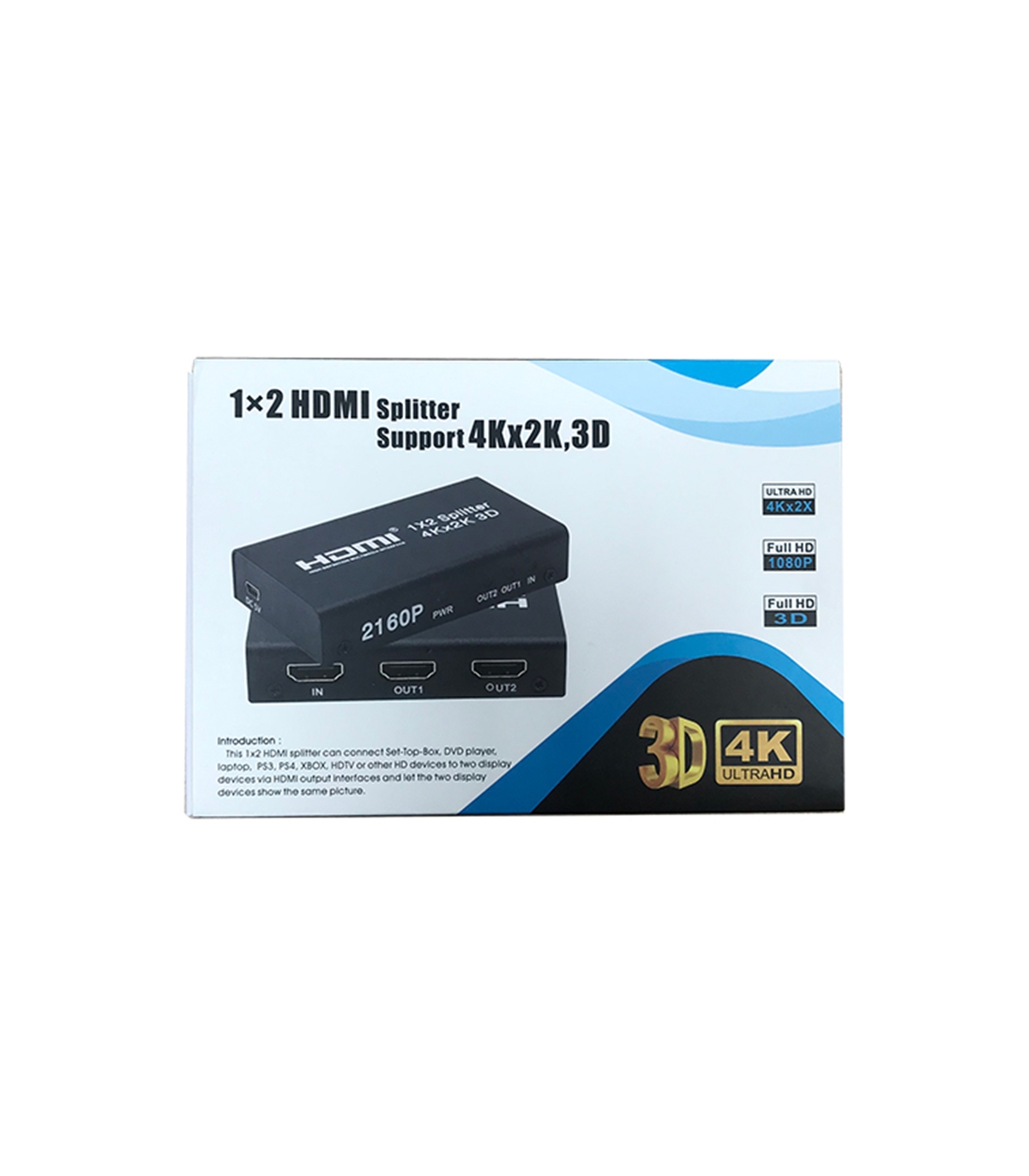 Repartidor HDMI 1xIN - 2xOUT 4K, 2K e 3D