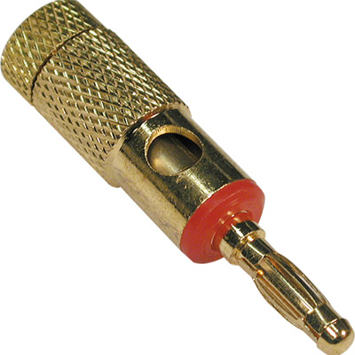 Ficha Banana Macho Ø5mm Dourada - Vermelha