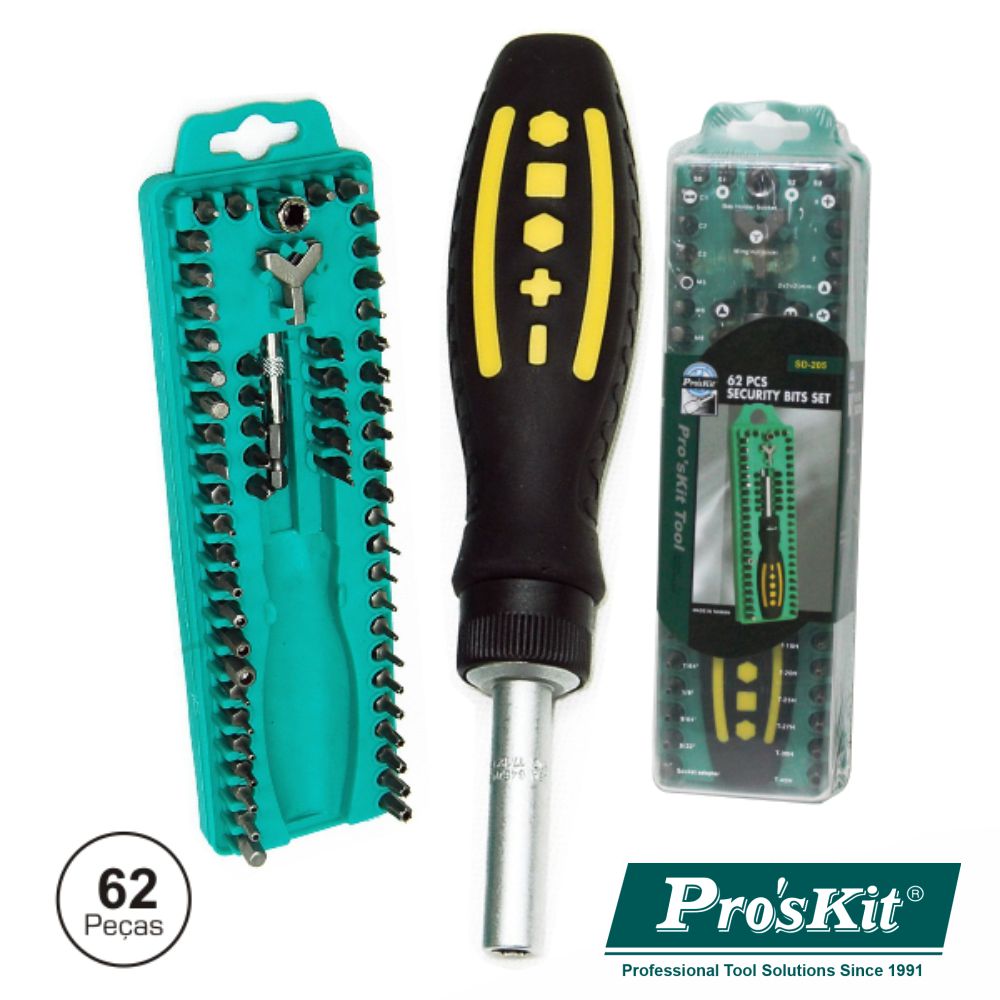 Conjunto De Chave Roquete C/ 62 Bits E Extensor PROSKIT SD-205