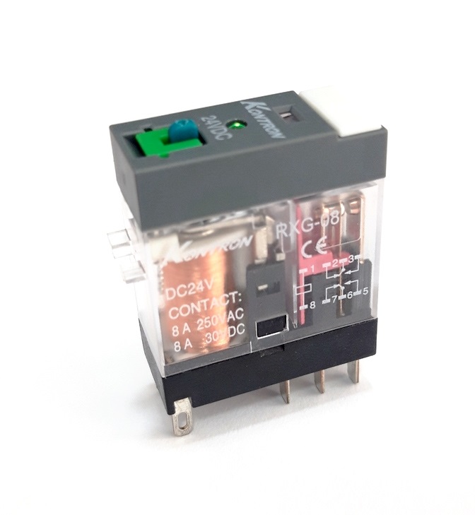 Relé Industrial DC24V/8A/2CC Ind. Mecanico + Led RXG-08 - 46.52.9.024