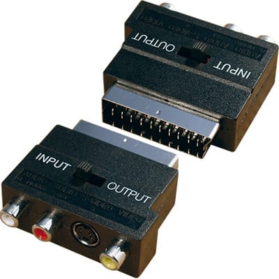 Adaptador Scart Macho / 3xRCA Fêmea (AV)+SVHSFêmea c/Int.