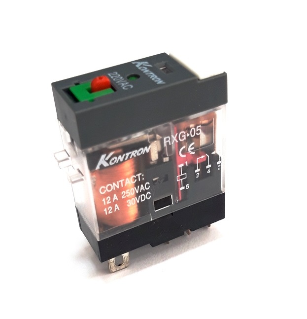Relé Industrial AC230V/12A/1CC Ind. Mecanico + Led RXG-05 - 46.61.8.230