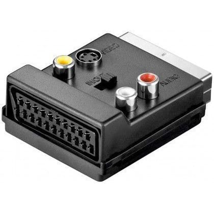 Adaptador Scart Macho / Scart Fêmea+3xRCAFêm(AV)+SVHS c/ Int