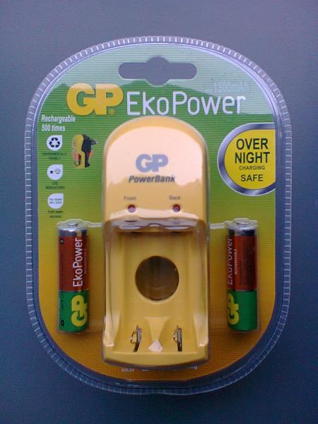 Carregador Pilhas GP EKOPOWER COM 2 PILHAS R6 1300mA  - PB350GS130EC-B2

