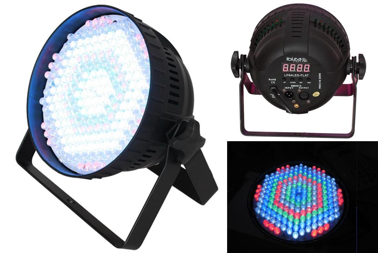 Projetor led´s RGB par64 flat  dmx - 186 led´s - ibiza