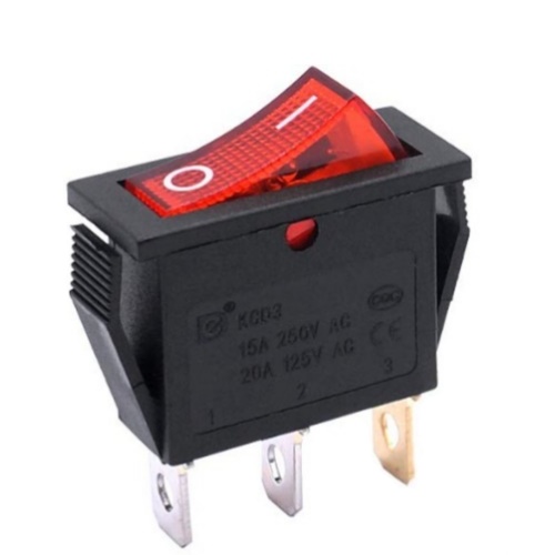 Interruptor Basculante C/ Luz Vermelho 1c/2p 15A-250V Spst On-Off