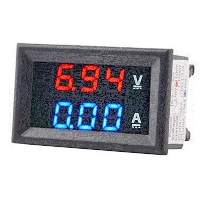 "Display Led 0,28"" Vermelho/Azul p/Medir Volt/Ampere-100V/10A"