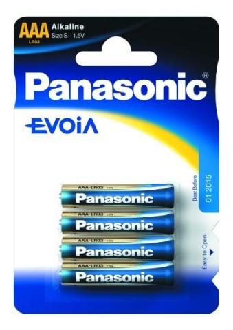 Pilha 1,5V  LR3 - AAA -  Alcalina EVOIA / EVOLTA (Blister 4) Panasonic