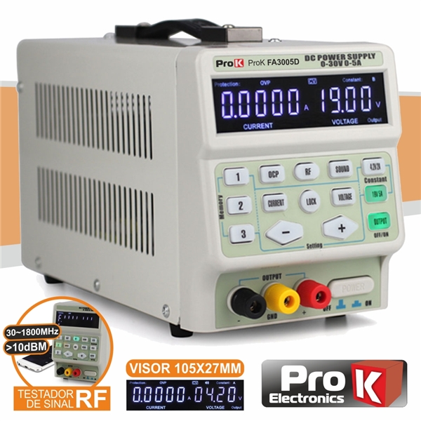 Fonte Alimentação Digital 3005D 0-30V 5A +Teste RF  PROK
