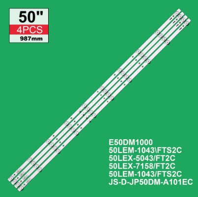Kit 4 Barras LED 10  led´s 6V  50" JS-D-JP50DM-101EC - 987mm  -  D50-M30 v500dj6-qe1