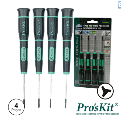 CONJUNTO DE 4 CHAVES TRI-WING DE PRECISÃO PROSKIT SD-081G
