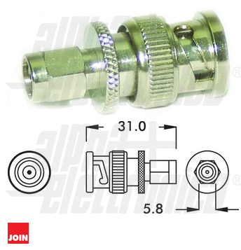 Ficha adaptadora BNC macho / SMA macho