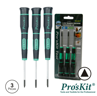 CONJUNTO DE 3 CHAVES TRIÂNGULARES DE PRECISÃO PROSKIT SD-081F