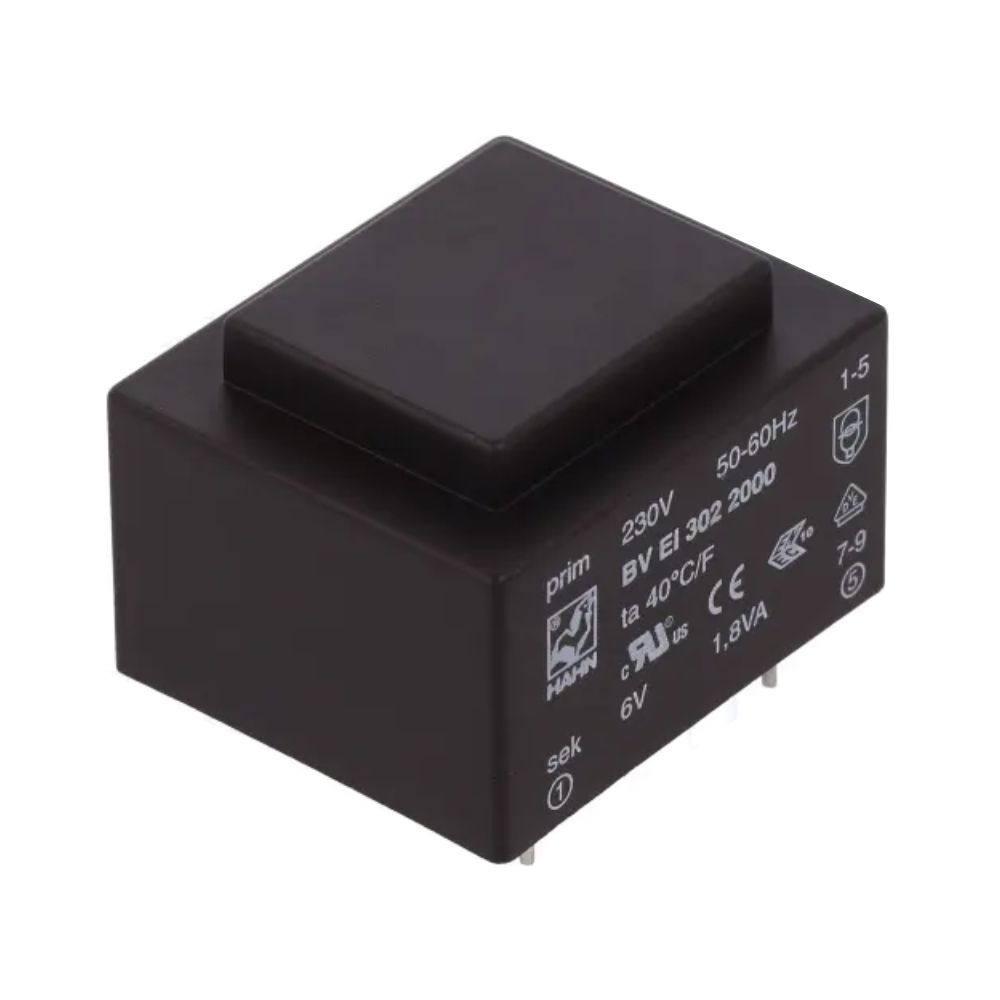 TRANSFORMADOR ENCAPSULADO 230V AC - 6V AC 1.8VA - 300mA